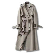 Dulce | Trench Coat Comprido Mulher Cinto e Forro Xadrez