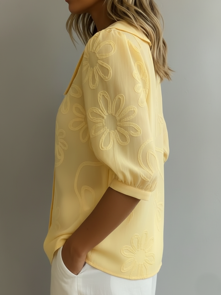 Aurélie — Blusa leve floral elegância natural para Mulher