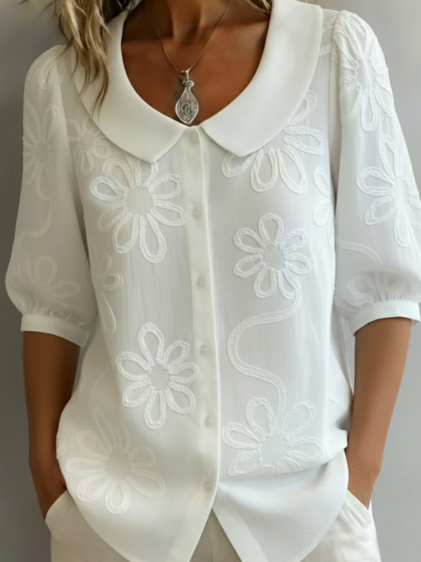 Aurélie — Blusa leve floral elegância natural para Mulher