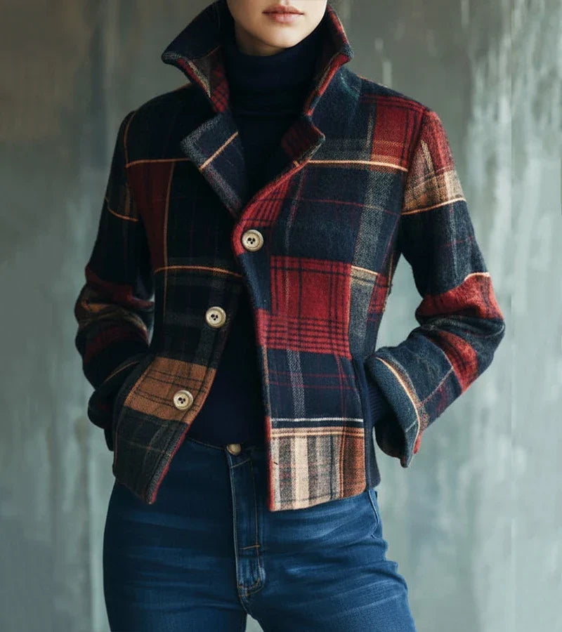 Maura | Casaco quente de xadrez vintage, um estilo intemporal