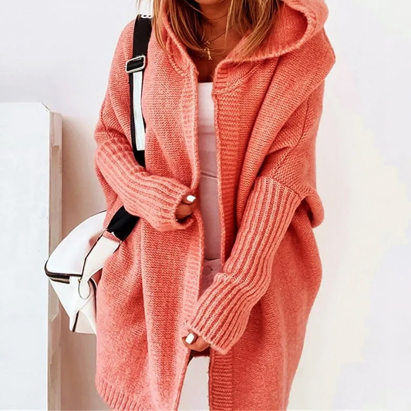 Elsa | Casaco de Malha com Capuz Mulher Oversize Comprido