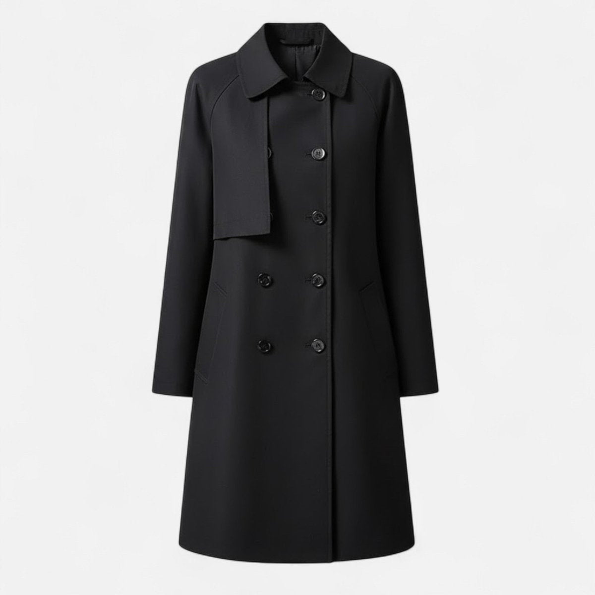 Elsa | Gabardina Midi de Mistura de Lã Mulher Botões Duplos