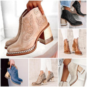 Eva | Botins Cowboy de Pele Mulher Salto Bloco