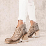 Eva | Botins Cowboy de Pele Mulher Salto Bloco