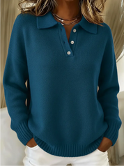 Eva | Camisola de Malha Polo Mulher Manga Comprida Botões