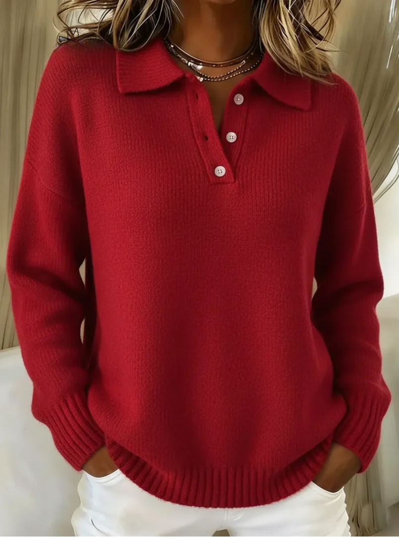 Eva | Camisola de Malha Polo Mulher Manga Comprida Botões