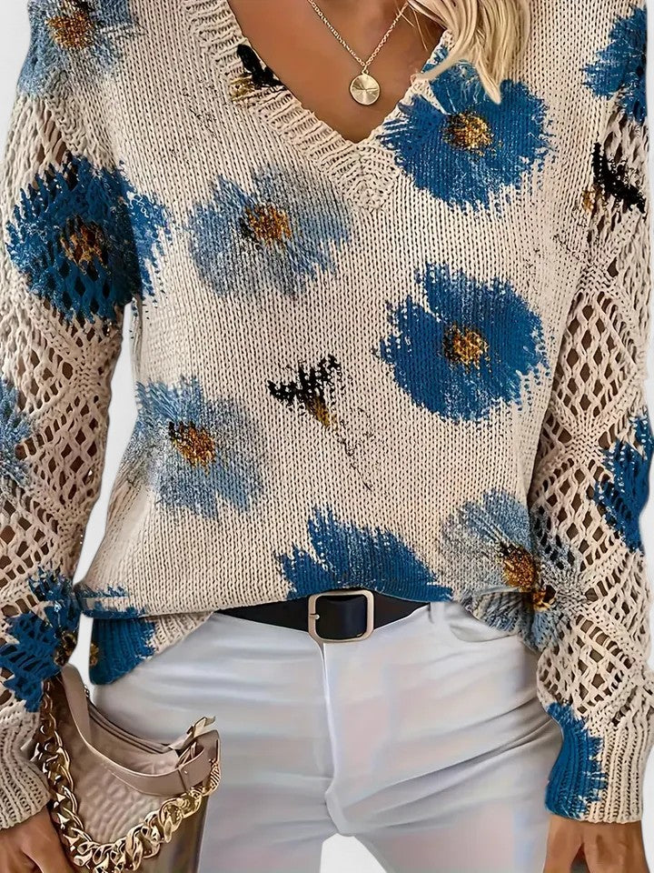 Catarina - Camisola de malha com padrão floral