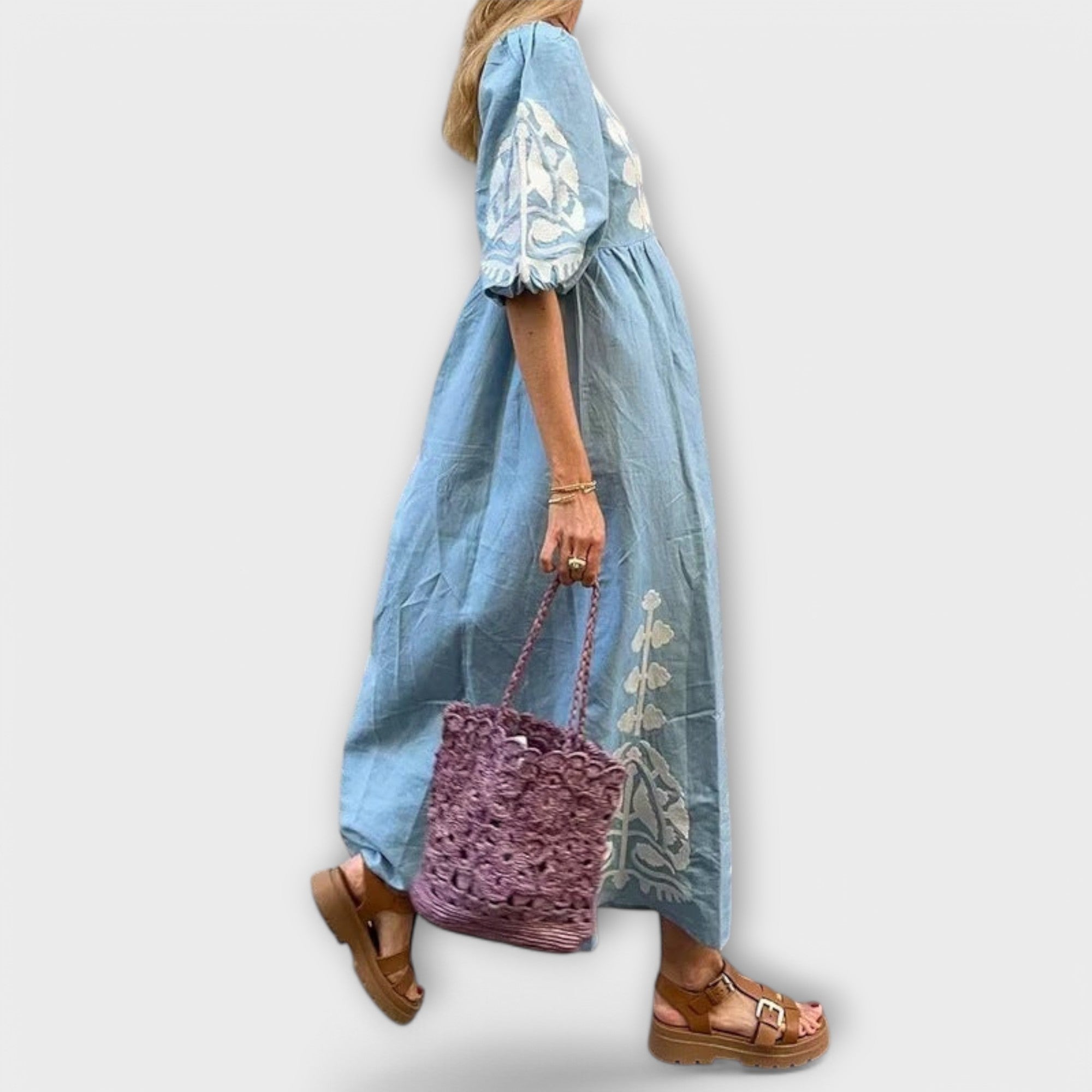 Sílvia - Vestido Estampado para uma Elegância sem Esforço