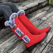 Fernanda | Botas de Inverno Mulher Cano Alto Forradas Pelo Fivelas