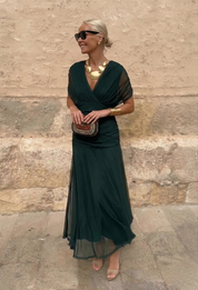 Alondra - Vestido longo de Mulher com estampa floral e decote em V
