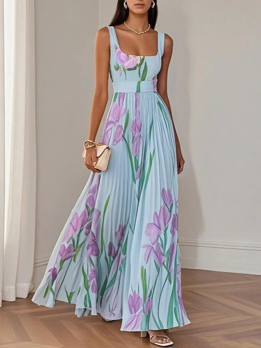 Nina - Vestido longo de Mulher plissado floral