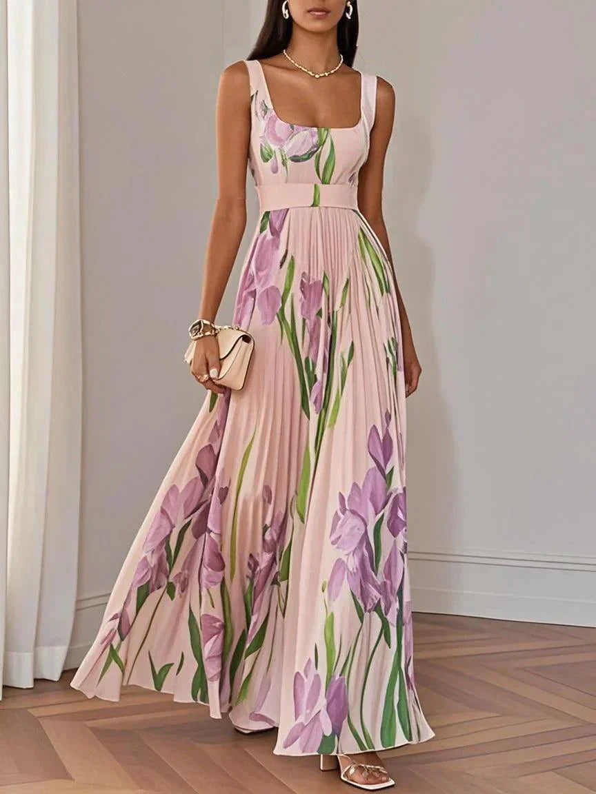Nina - Vestido longo de Mulher plissado floral