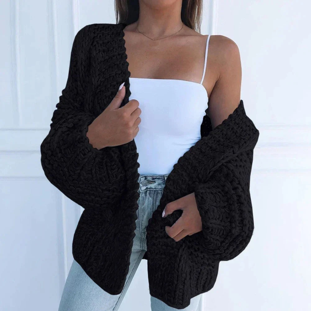 Francisca | Cardigan de Malha Grossa Mulher Oversize Manga Larga