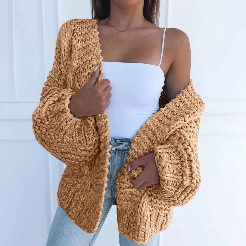 Francisca | Cardigan de Malha Grossa Mulher Oversize Manga Larga