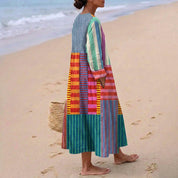 Irene - Vestido Longo Multicolor em Retalhos
