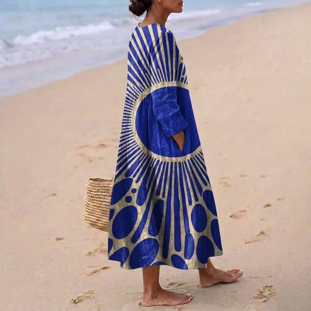 Carlina - Vestido de Verão com Padrão Gráfico