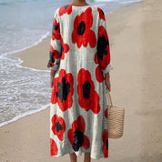 Eugenia - Vestido Maxi Floral em Vermelho