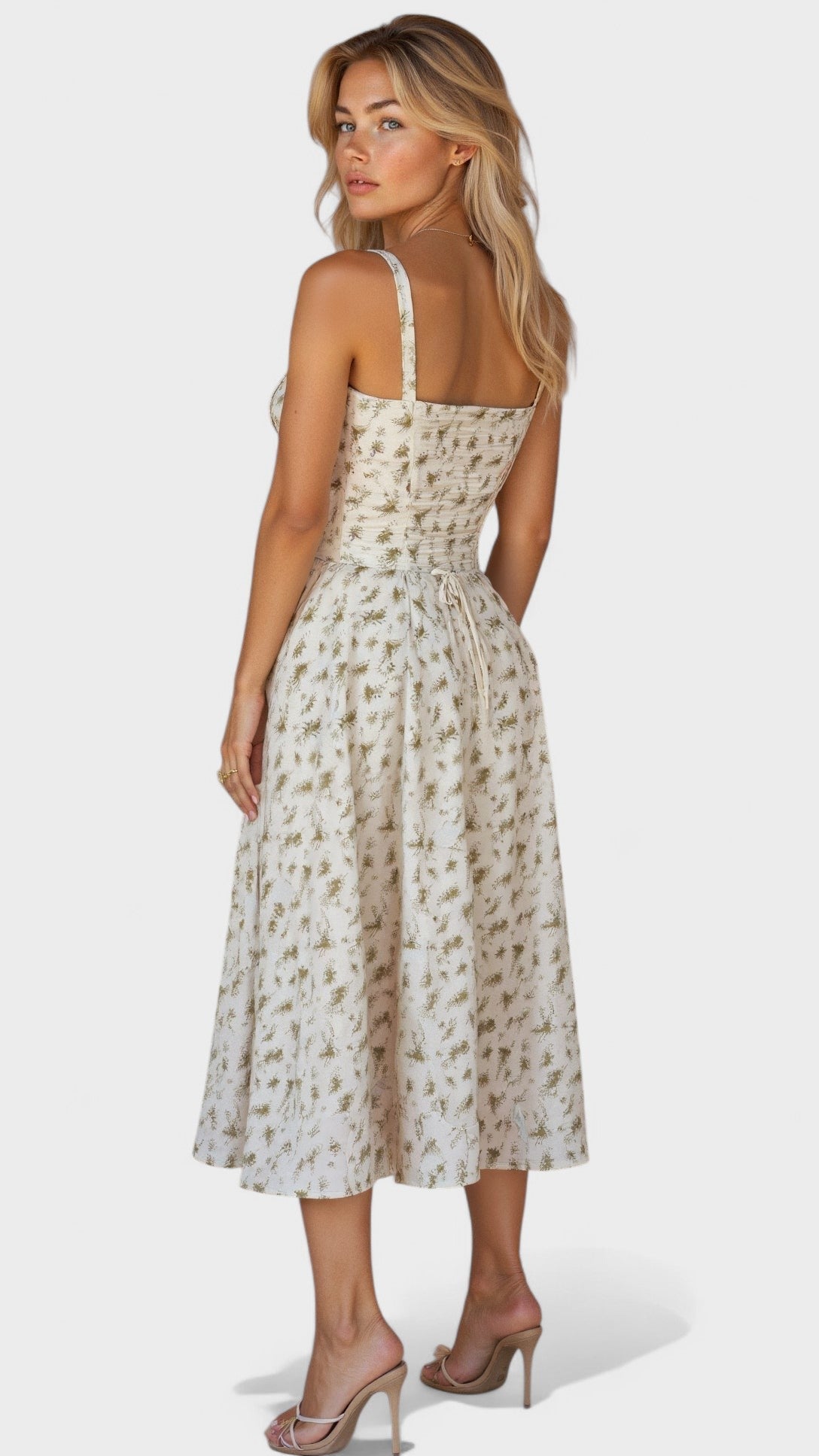 Carolina - Vestido Floral com Corpete Ajustado