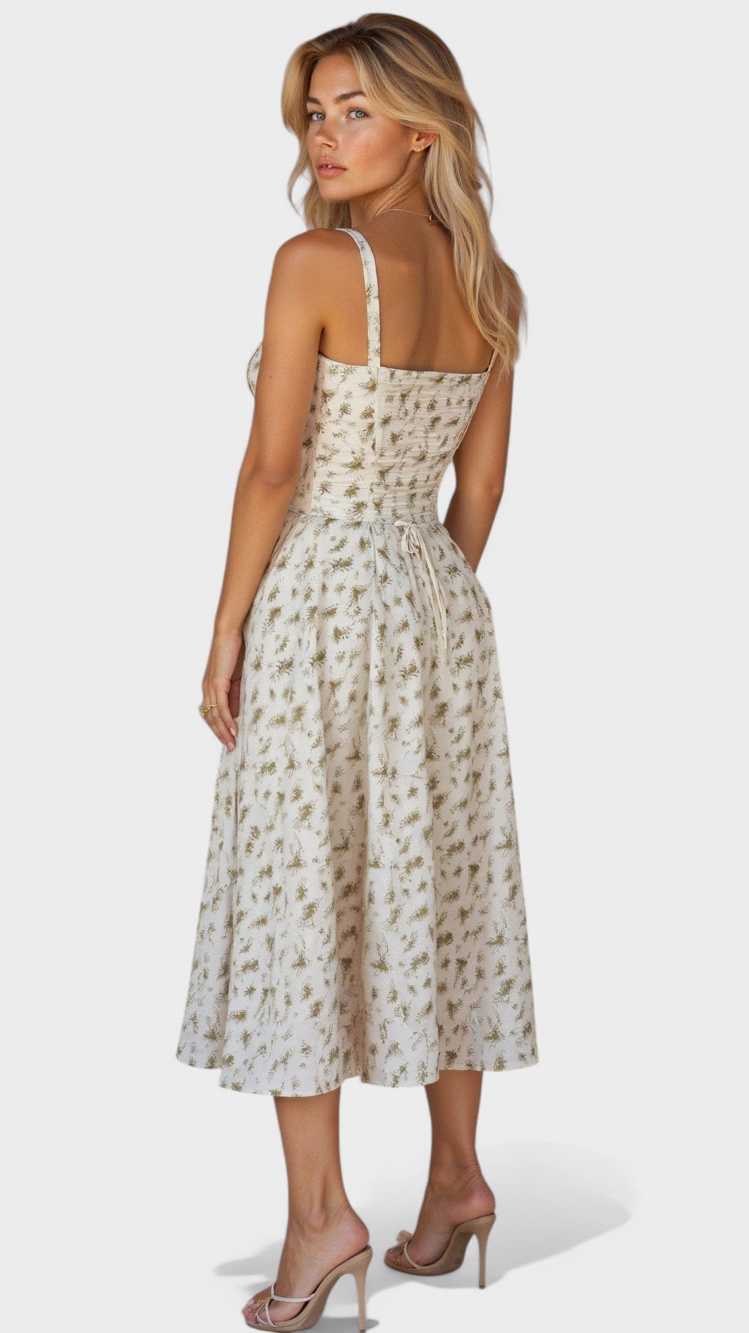 Carolina - Vestido Floral com Corpete Ajustado