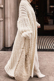 Helena | Casaco de Malha Comprido Mulher Oversized Tricô Grosso
