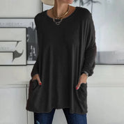 Helena | Top Oversized Mulher Manga Comprida com Bolsos
