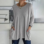 Helena | Top Oversized Mulher Manga Comprida com Bolsos
