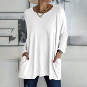 Helena | Top Oversized Mulher Manga Comprida com Bolsos