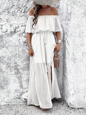 Beatriz - Vestido maxi com ombros à mostra