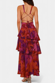 Domenica - Vestido de chiffon com decote em V e camadas fluidas