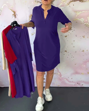 Hanneke™ | Vestido liso com decote em V