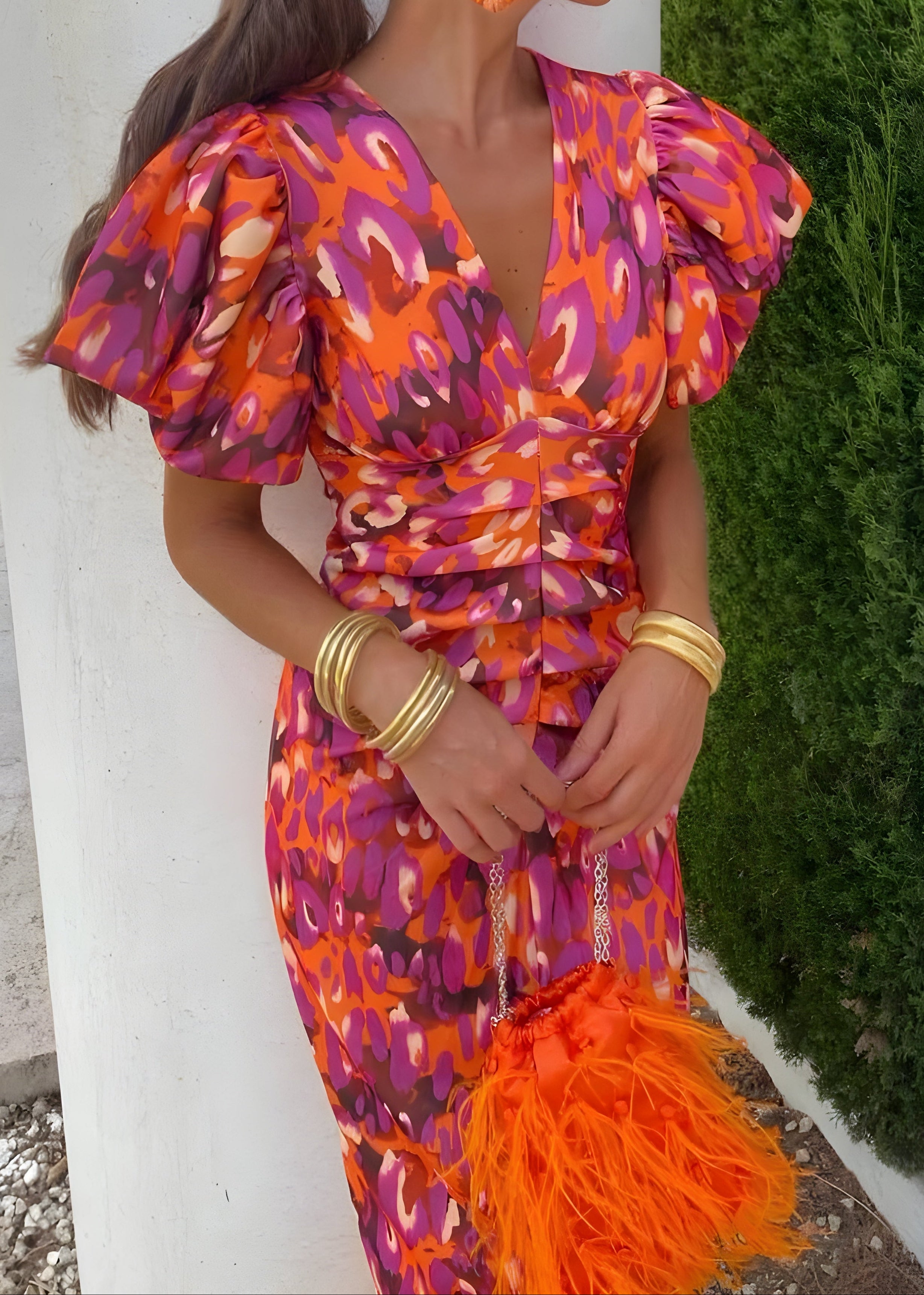 Tora - Vestido com mangas plissadas para Mulher