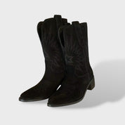 Irina | Botas Cowboy de Camurça Mulher Bordadas Cano Alto