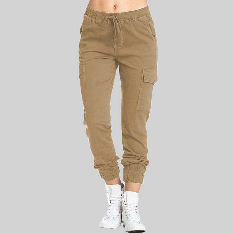 Irina | Calças Cargo Mulher Cintura Elástica com Bolsos