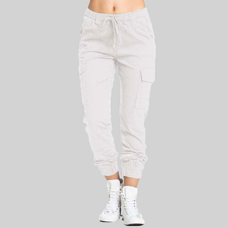 Irina | Calças Cargo Mulher Cintura Elástica com Bolsos