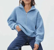 Irina | Camisola de Malha Mulher Gola com Fecho Oversize