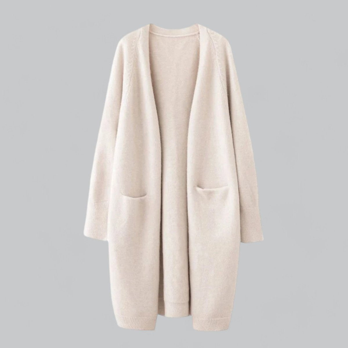 Isabel | Casaco de Malha Comprido Mulher Oversize Frente Aberta