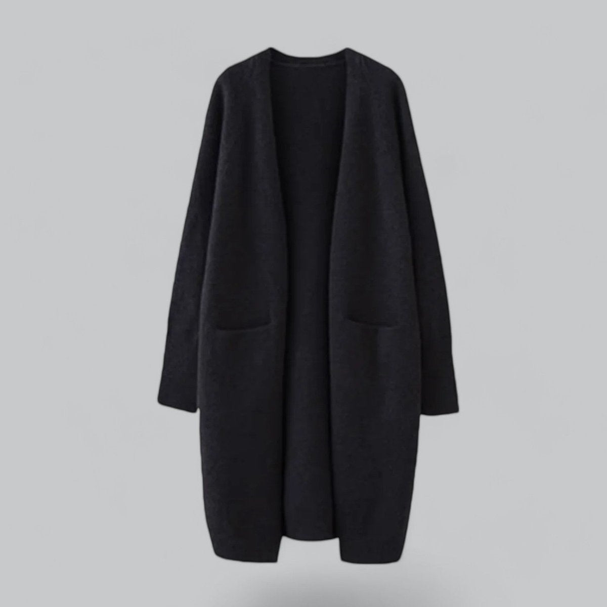Isabel | Casaco de Malha Comprido Mulher Oversize Frente Aberta