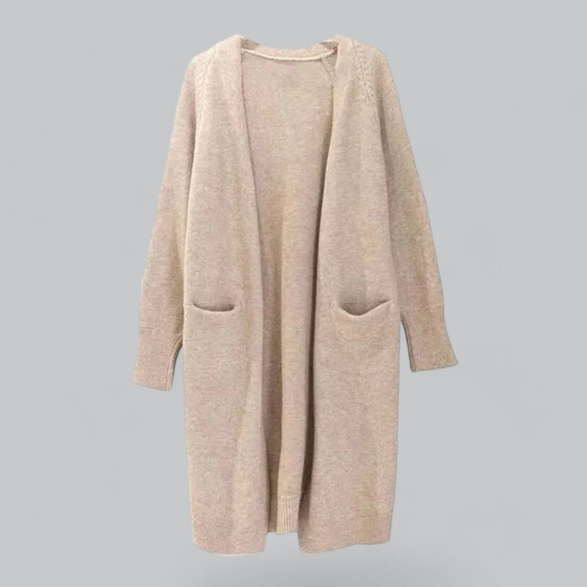 Isabel | Casaco de Malha Comprido Mulher Oversize Frente Aberta