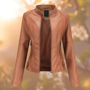 Joana | Blusão Biker de Polipele Mulher Gola Mao Slim-Fit