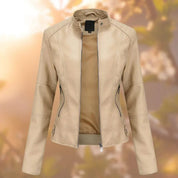 Joana | Blusão Biker de Polipele Mulher Gola Mao Slim-Fit