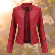 Joana | Blusão Biker de Polipele Mulher Gola Mao Slim-Fit