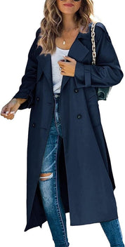 Joana | Gabardina Comprida Mulher Dupla Abotoadura com Cinto