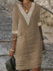 Camila - Vestido Casual de Algodão e Linho
