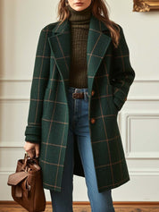 Florencia | Casaco retrô de tweed xadrez com lapelas
