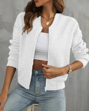 Lara | Bomber Acolchoada Mulher Fecho Completo Textura Matelassé