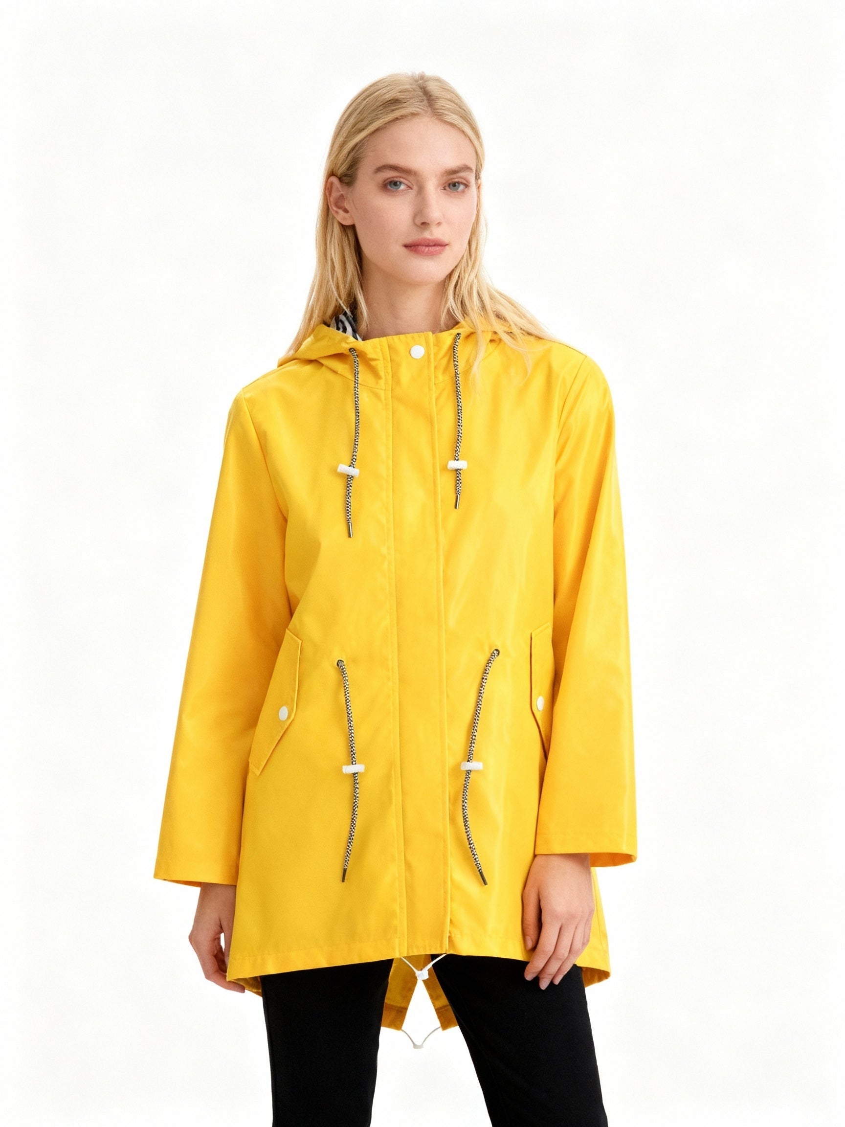 Laura | Capa de Chuva Impermeável Mulher com Capuz Cintura Ajustável