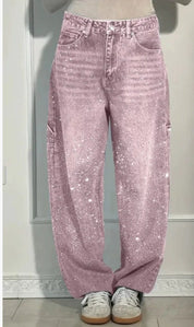 Laura | Jeans Mulher Perna Larga com Strass