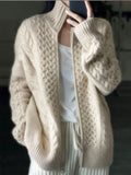 Leonor | Cardigan de Malha Mulher Fecho de Correr Gola Alta