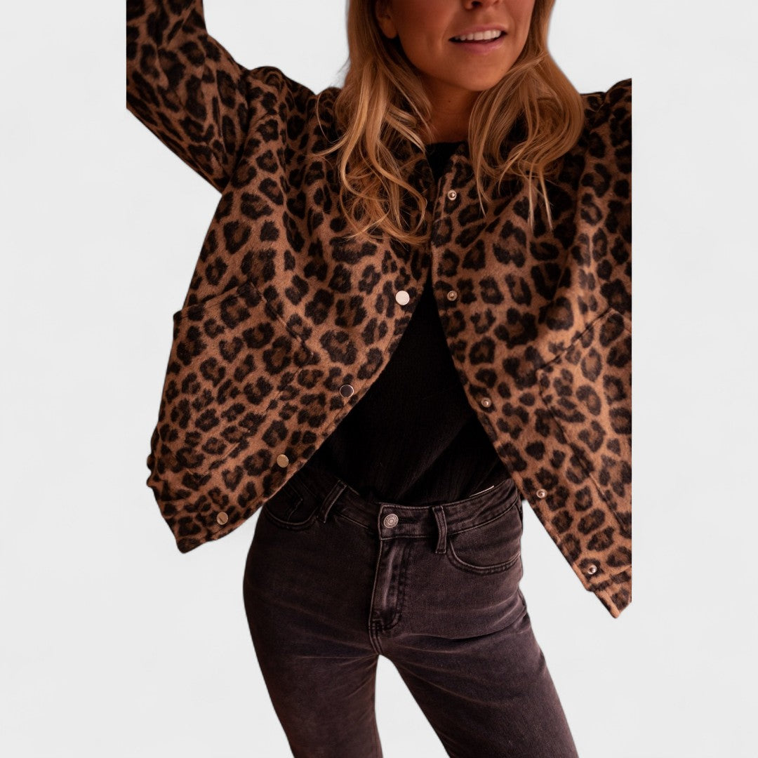 Rosa - Casaco moderno com padrão leopardo