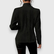 Marta | Camisola com Fecho Mulher Efeito Tricô Gola Alta Manga Longa